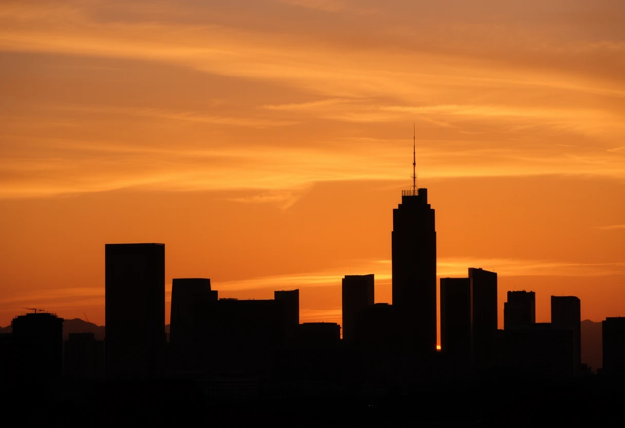 Sunset over Los Angeles skyline
